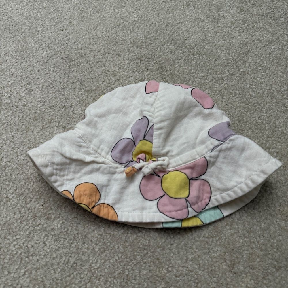 jessica simpson baby girl 24m hat bucket light white pink flowers